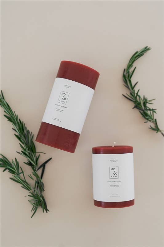 Berry Red 100% Beeswax Pillar Candle