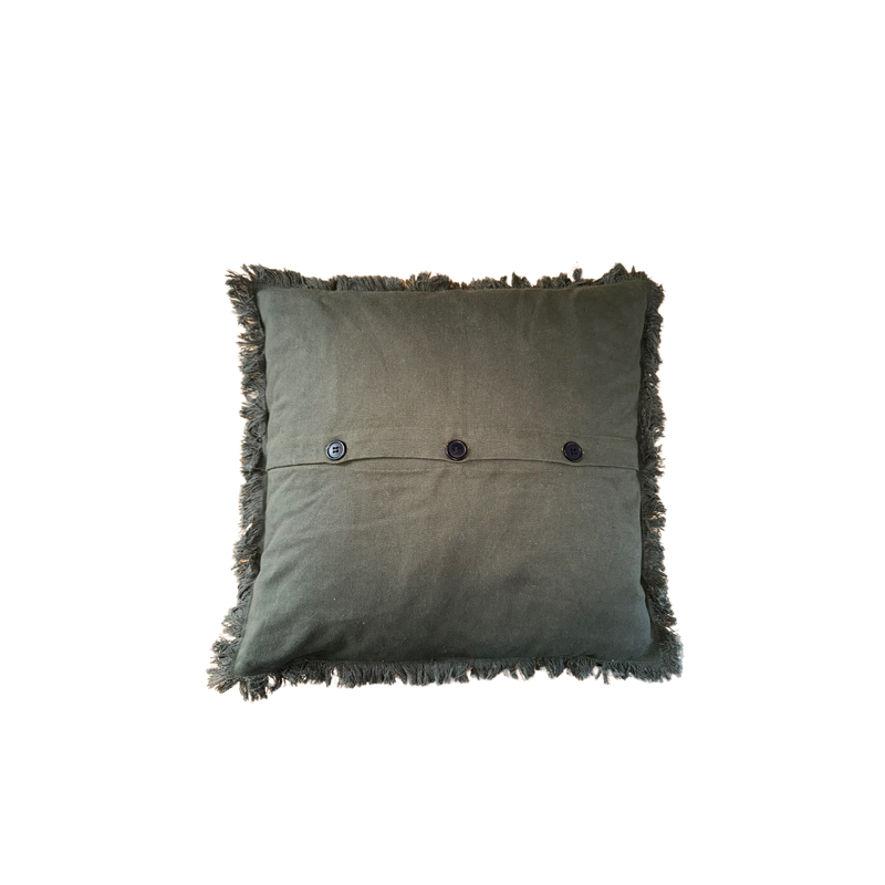 Moss Square Frayed Pillow