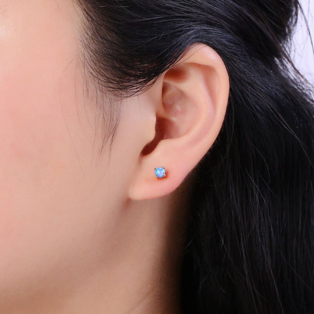 Minimalist Opal Stud Earrings