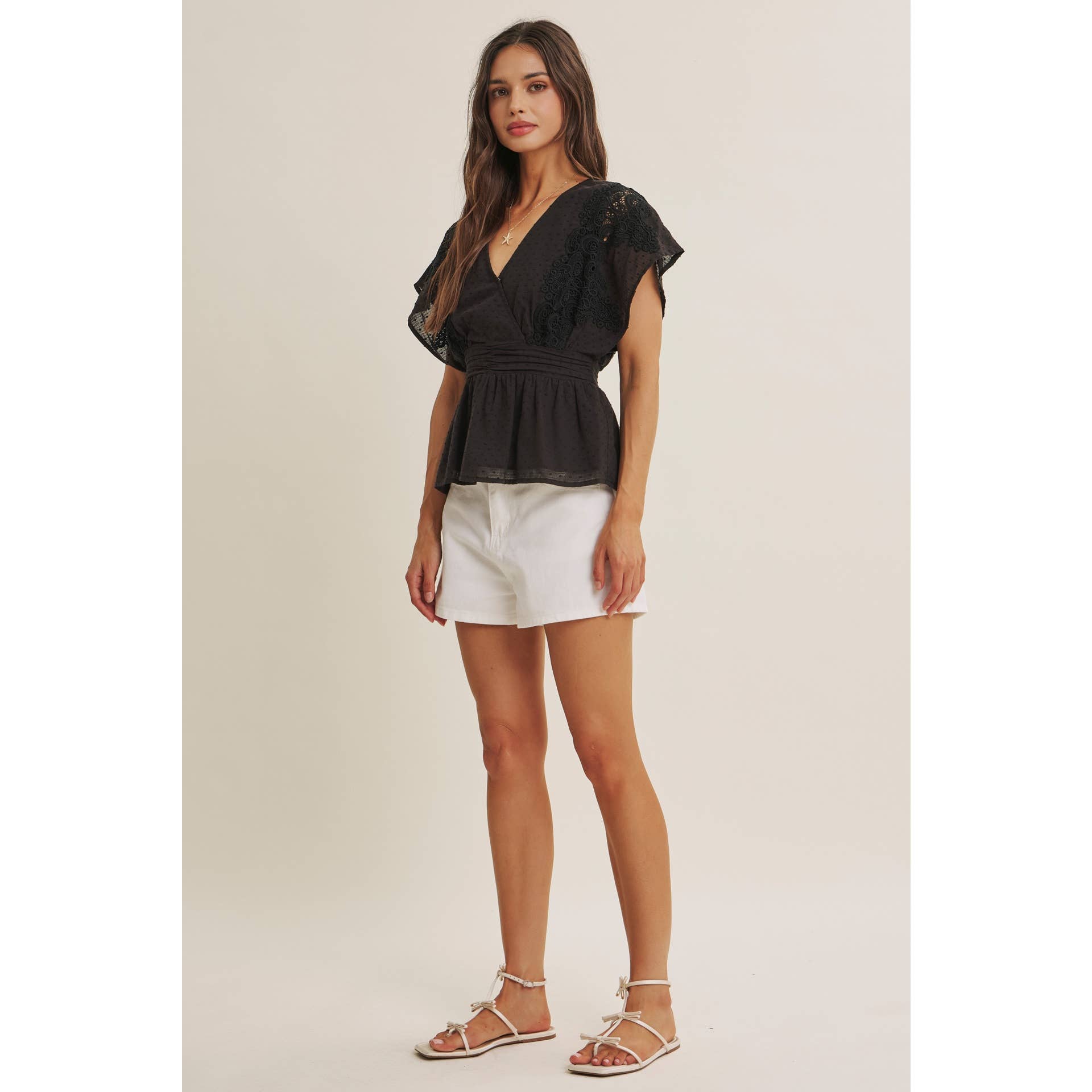 Zoie Swiss Dot Lace Peplum Blouse