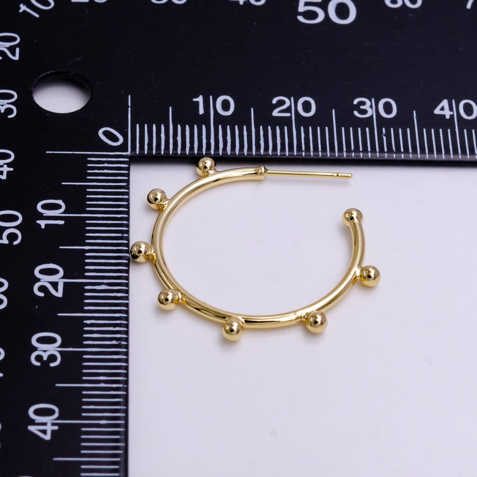 25mm Dotted Outline C-Shaped Hoop Earrings