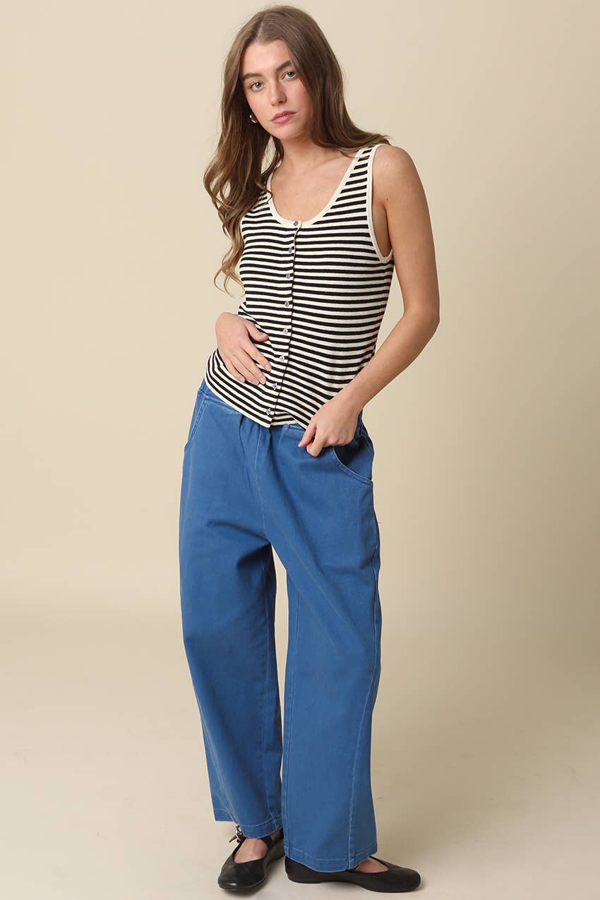 Eden Striped Button-Front Tank
