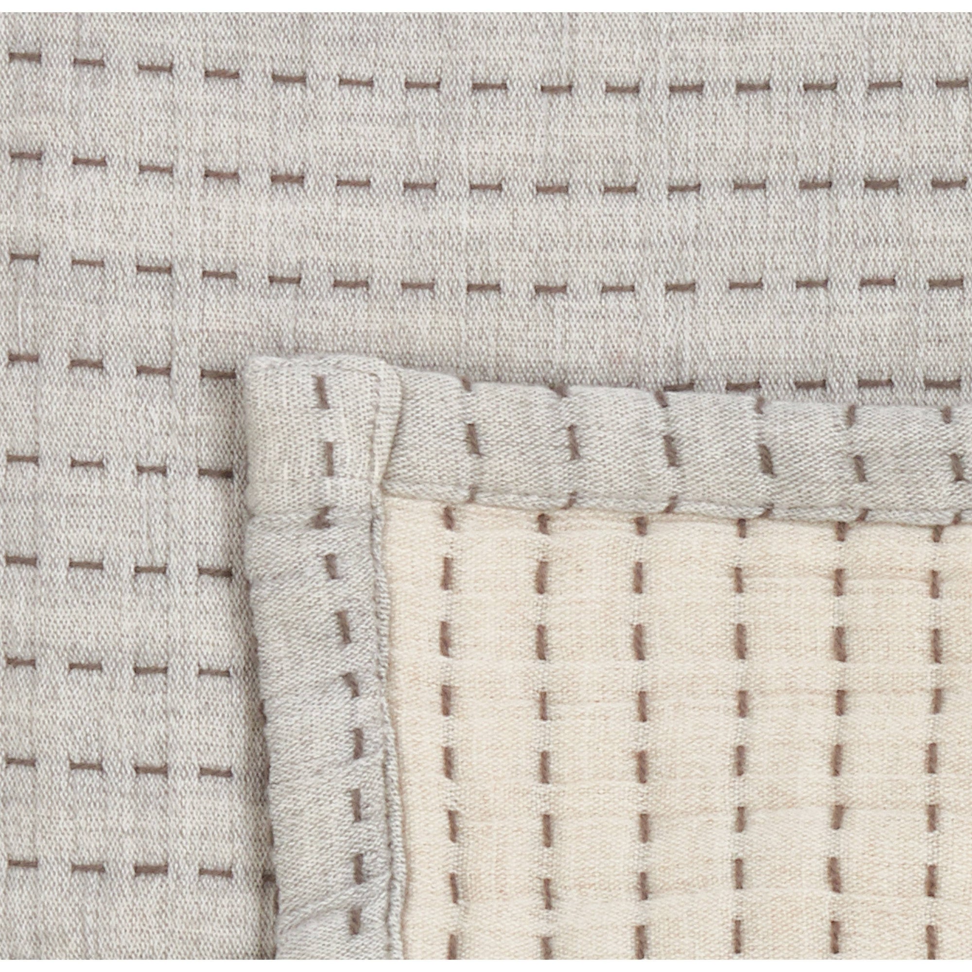 Grey Pure Cotton Line-Stitch Throw Blanket - Cloth + Cabin