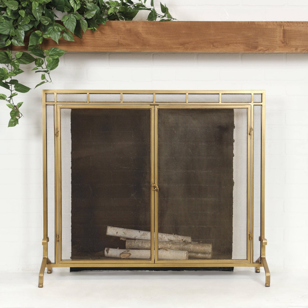 Modern Gold Metal Fireplace Screen