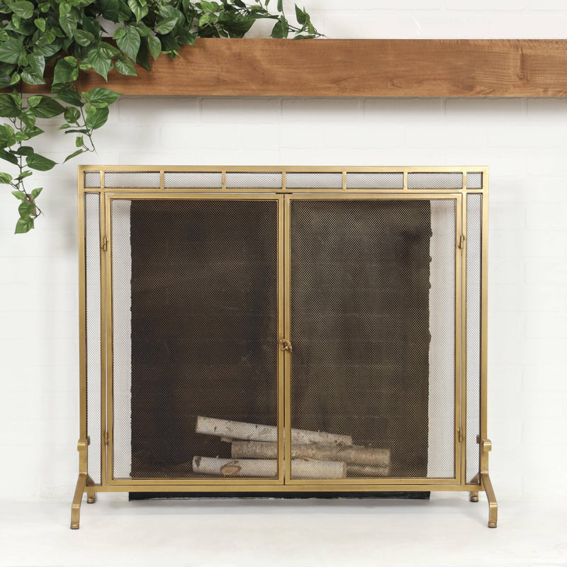 Modern Gold Metal Fireplace Screen