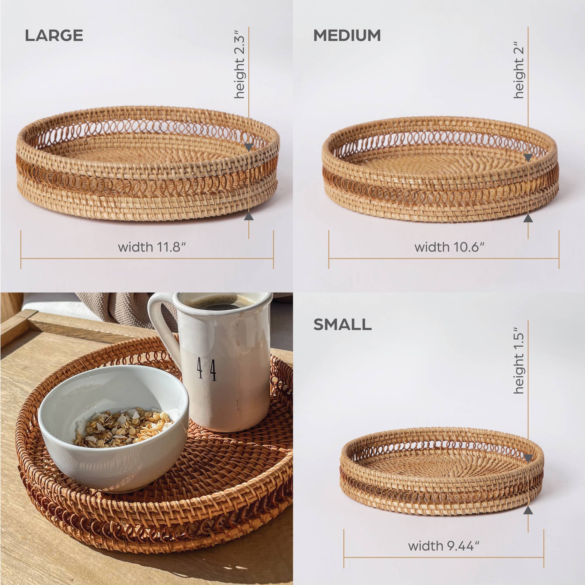 Circle Rattan Trays - Cloth + Cabin