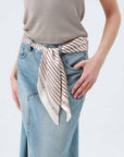 Caramel Striped Satin Silky Skinny Scarf