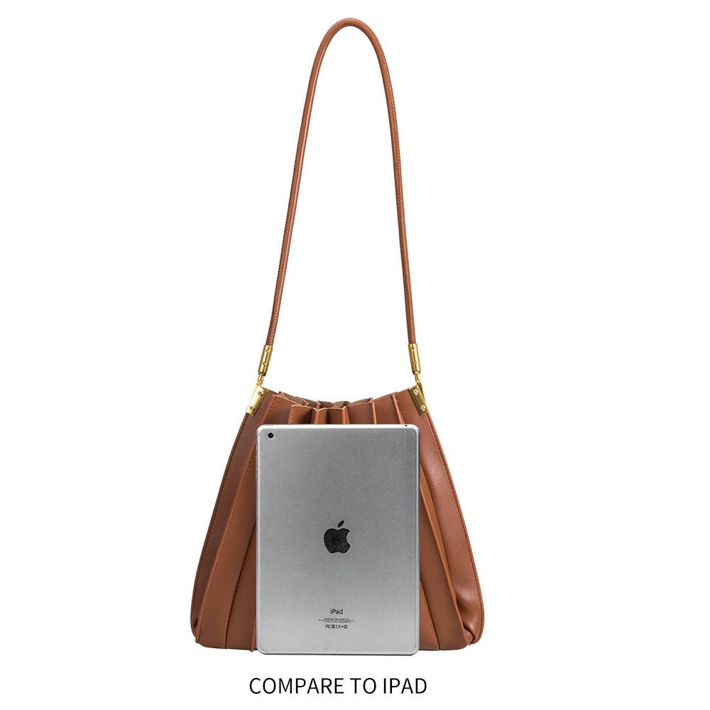 Carrie Ivory Pleated Vegan Shoulder Bag - Cloth + Cabin