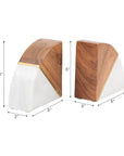 Marble Wood and Brass Bookends / Set of 2 - Cloth + Cabin