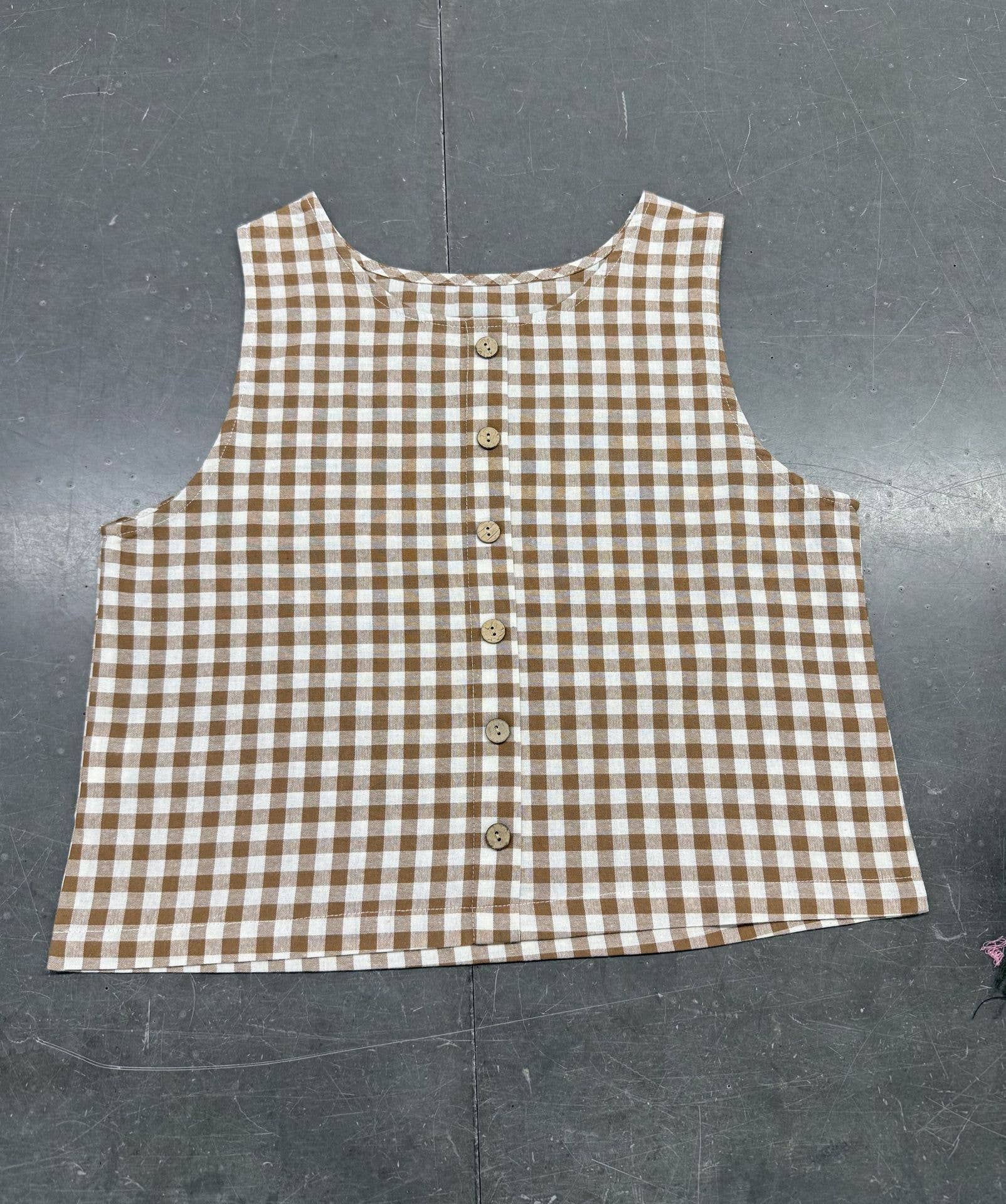 Gabriela Plaid Button Tank