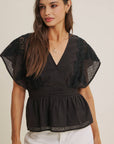 Zoie Swiss Dot Lace Peplum Blouse