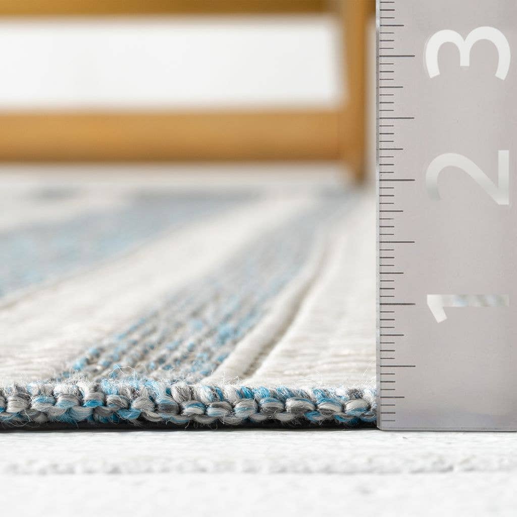 3x5 Ocean Blue Striped Indoor/Outdoor Rug