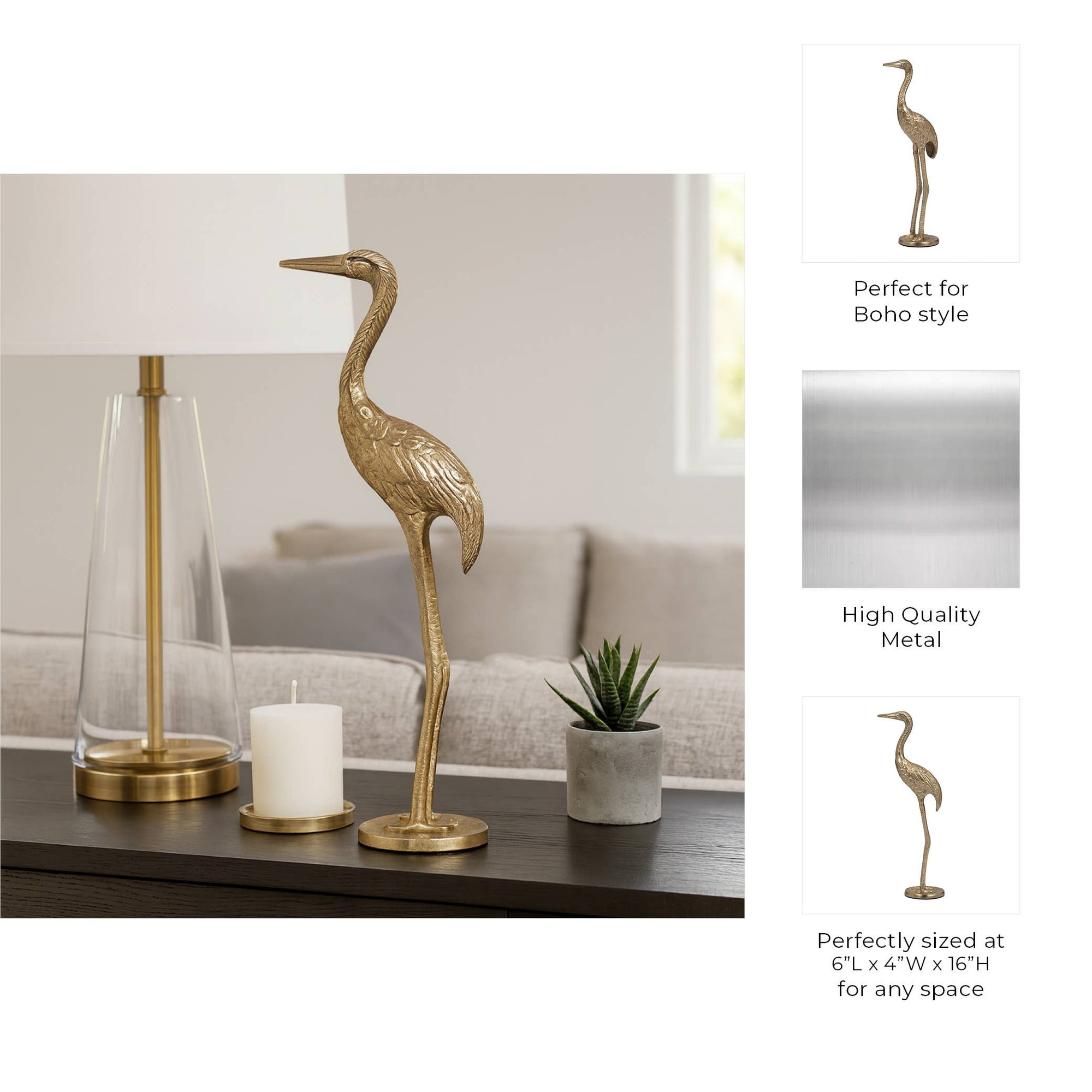 Gold Crane Gleaming Figurine - Cloth + Cabin