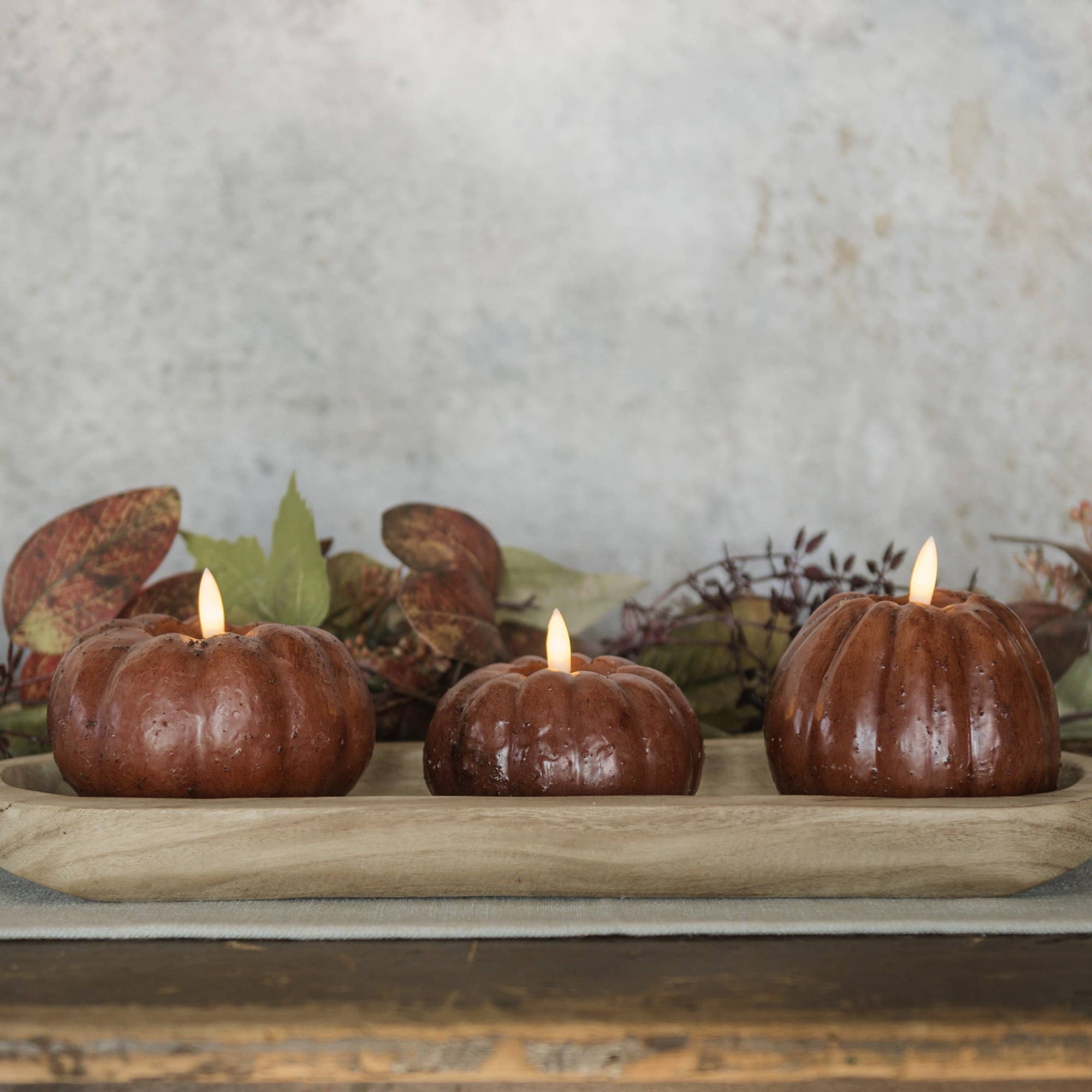 3" Bronze LED Pumpkin Candle