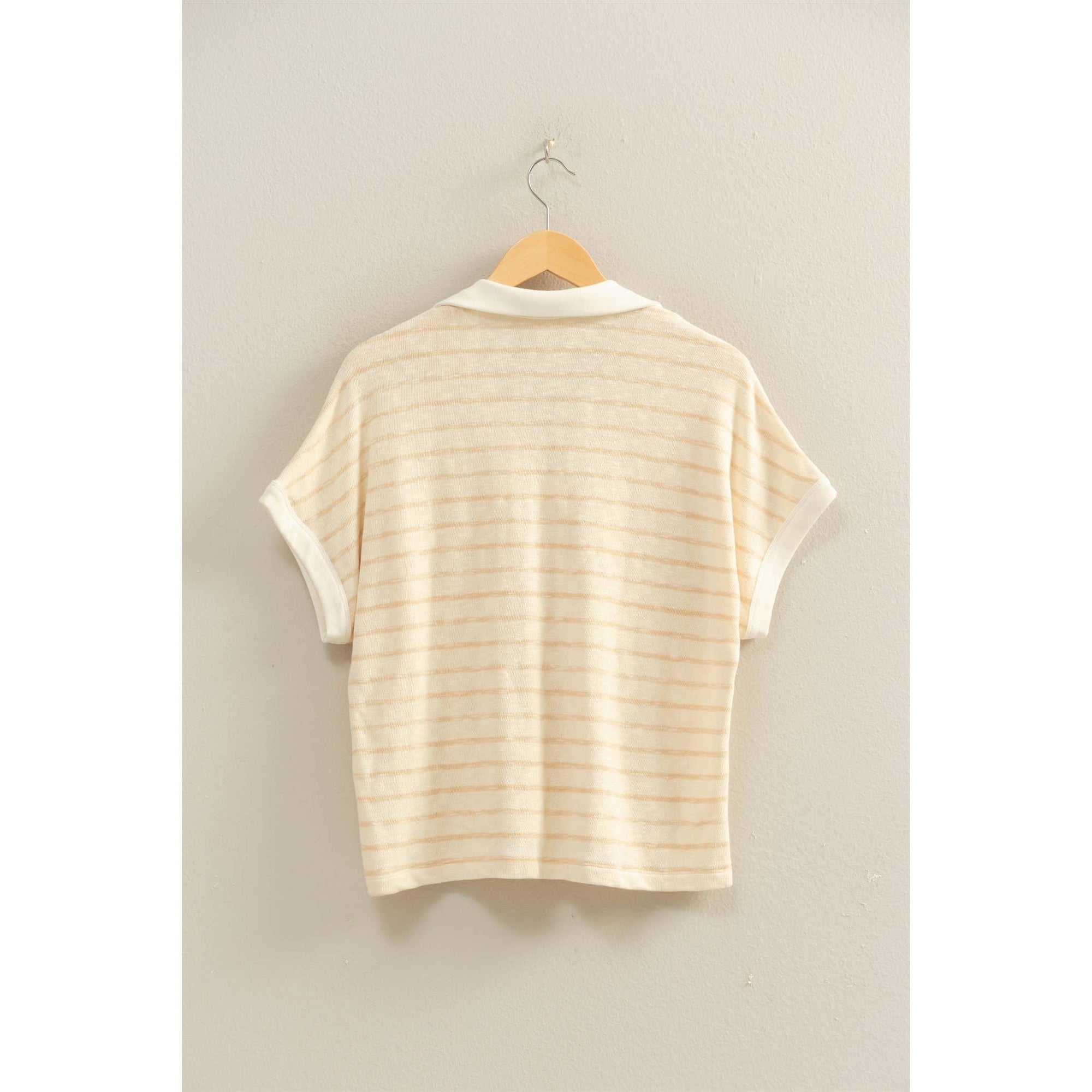Kaylyn Striped V-Neck Collared Top - Cloth + Cabin