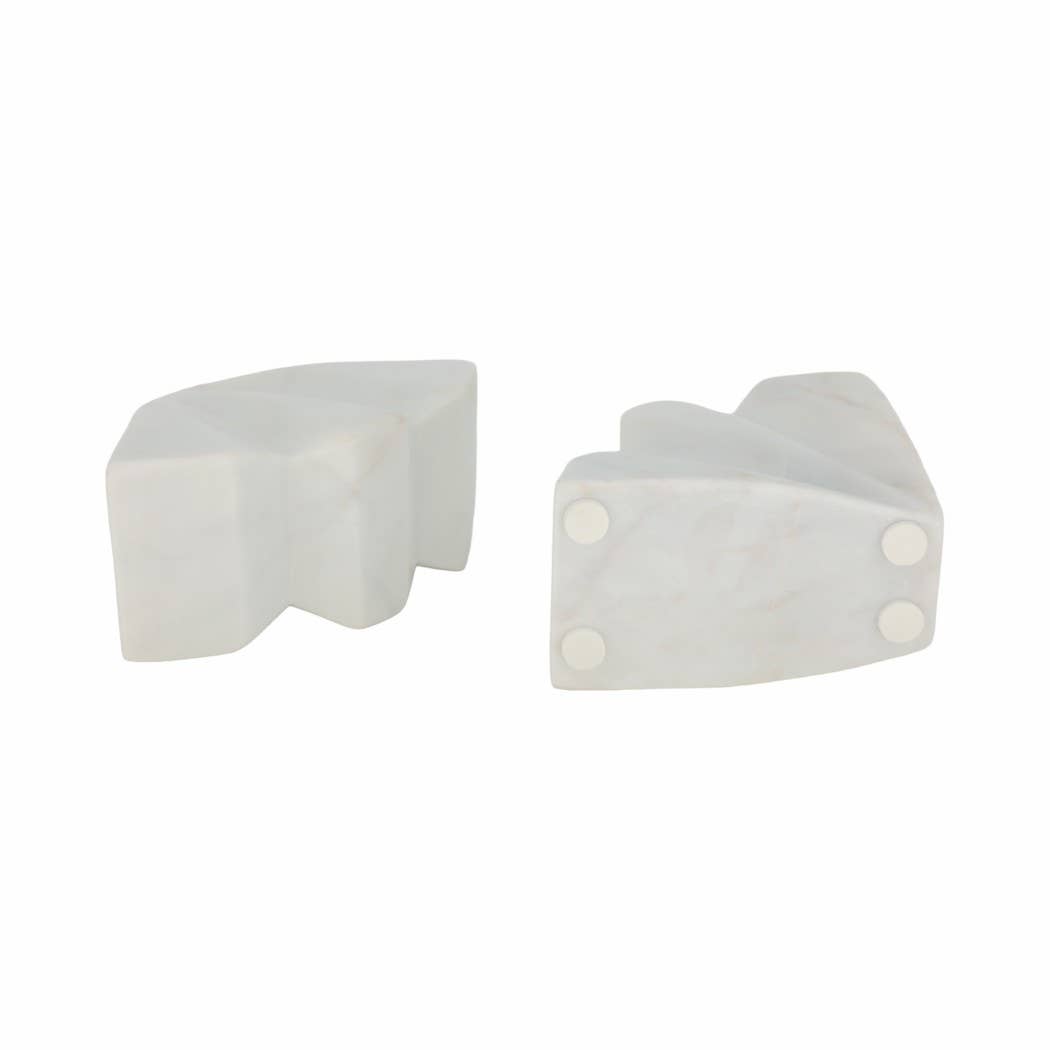 Marble Fluted Bookends / Set of 2 - Cloth + Cabin