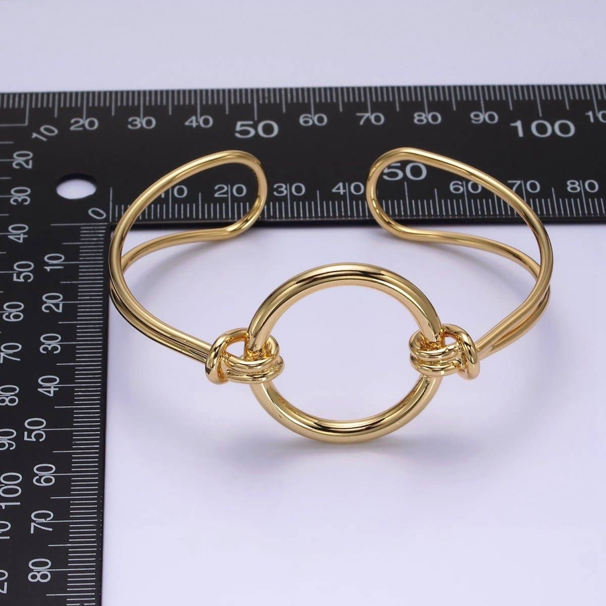 14K Gold Filled Round Circle Rope Tied Minimalist Cuff Bangle Bracelet