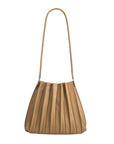 Carrie Taupe Pleated Vegan Shoulder Bag - Cloth + Cabin