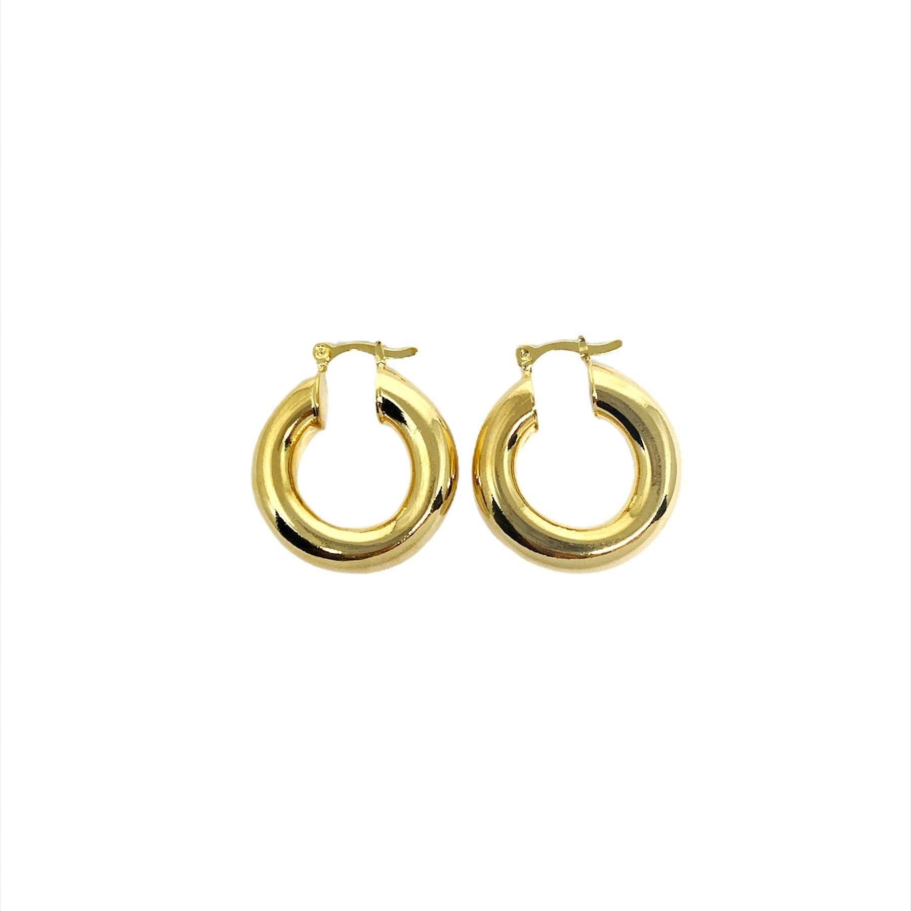 18k Gold Filled Thick Small Hoop Earrings - Cloth + Cabin