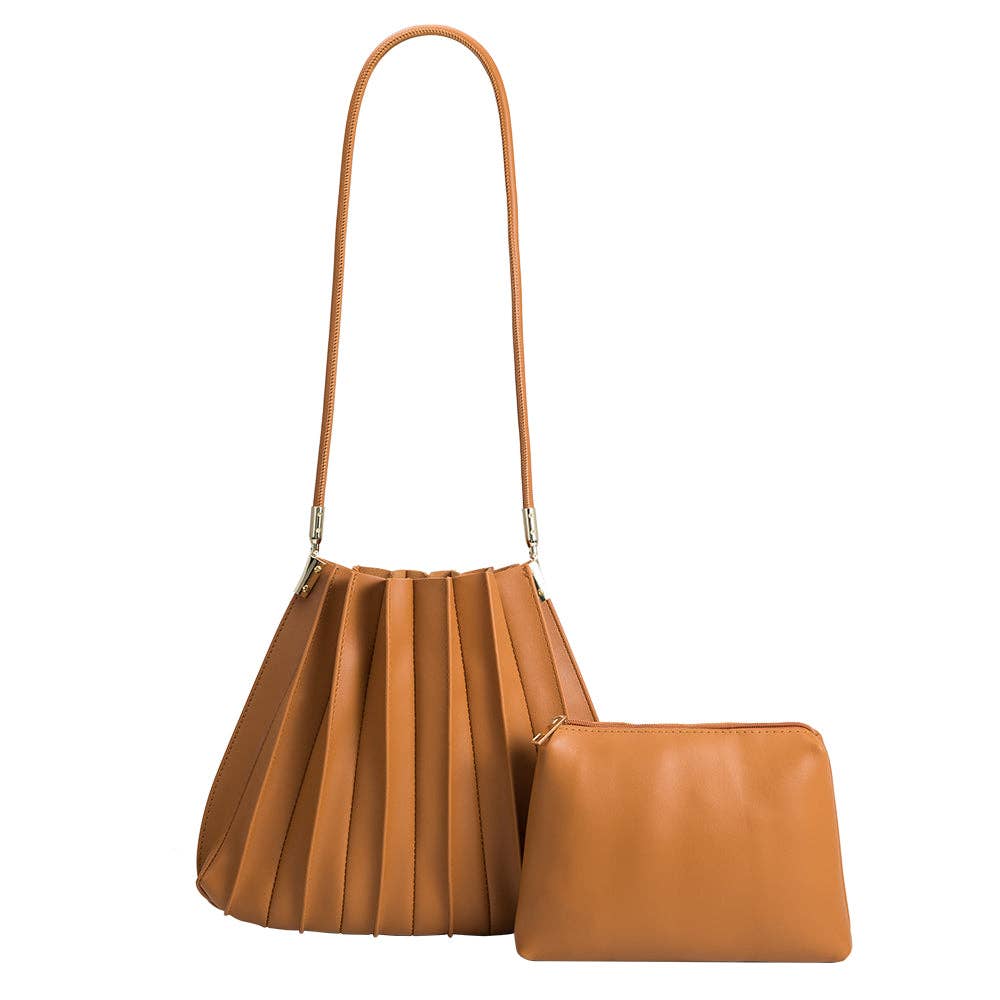 Carrie Tan Pleated Vegan Shoulder Bag - Cloth + Cabin