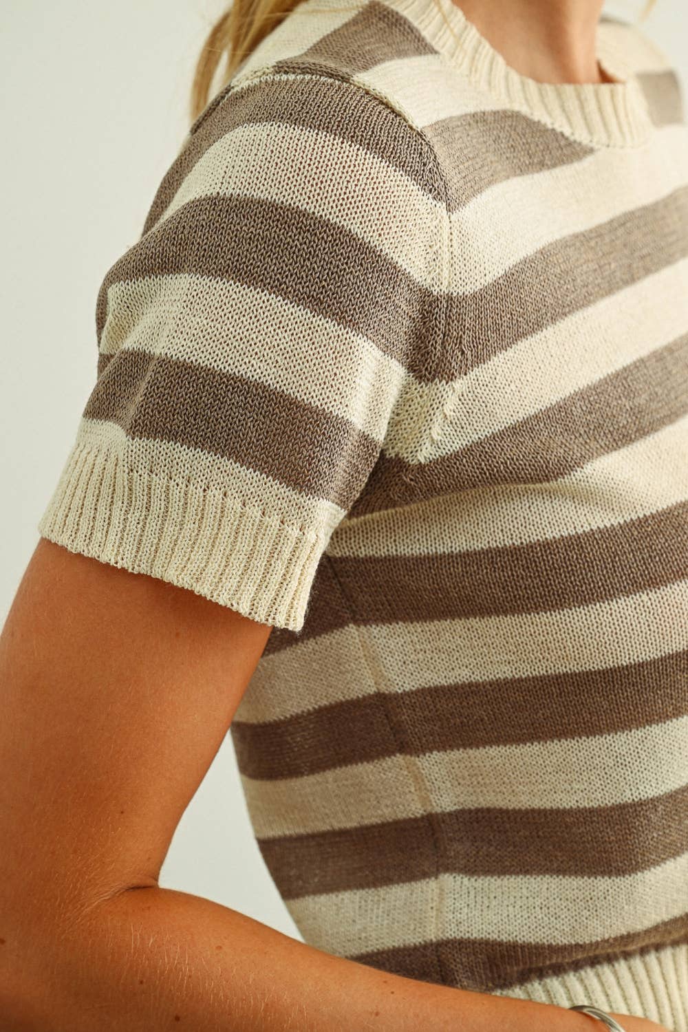 Amelie Striped Knitted Short Sleeve Top - Cloth + Cabin
