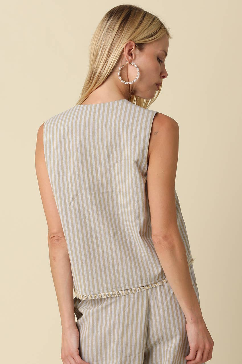 Ruth Stripe Button-Down Sleeveless Top