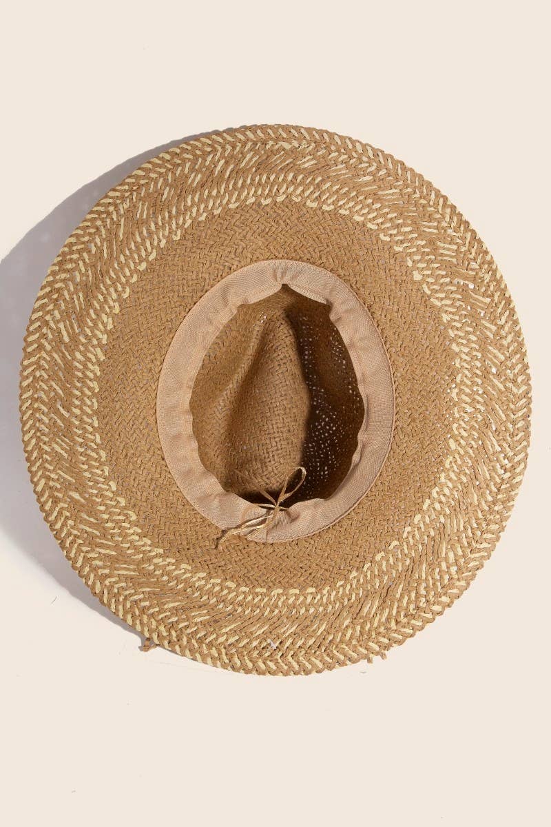 Two Tone Floppy Boho Straw Hat - Cloth + Cabin