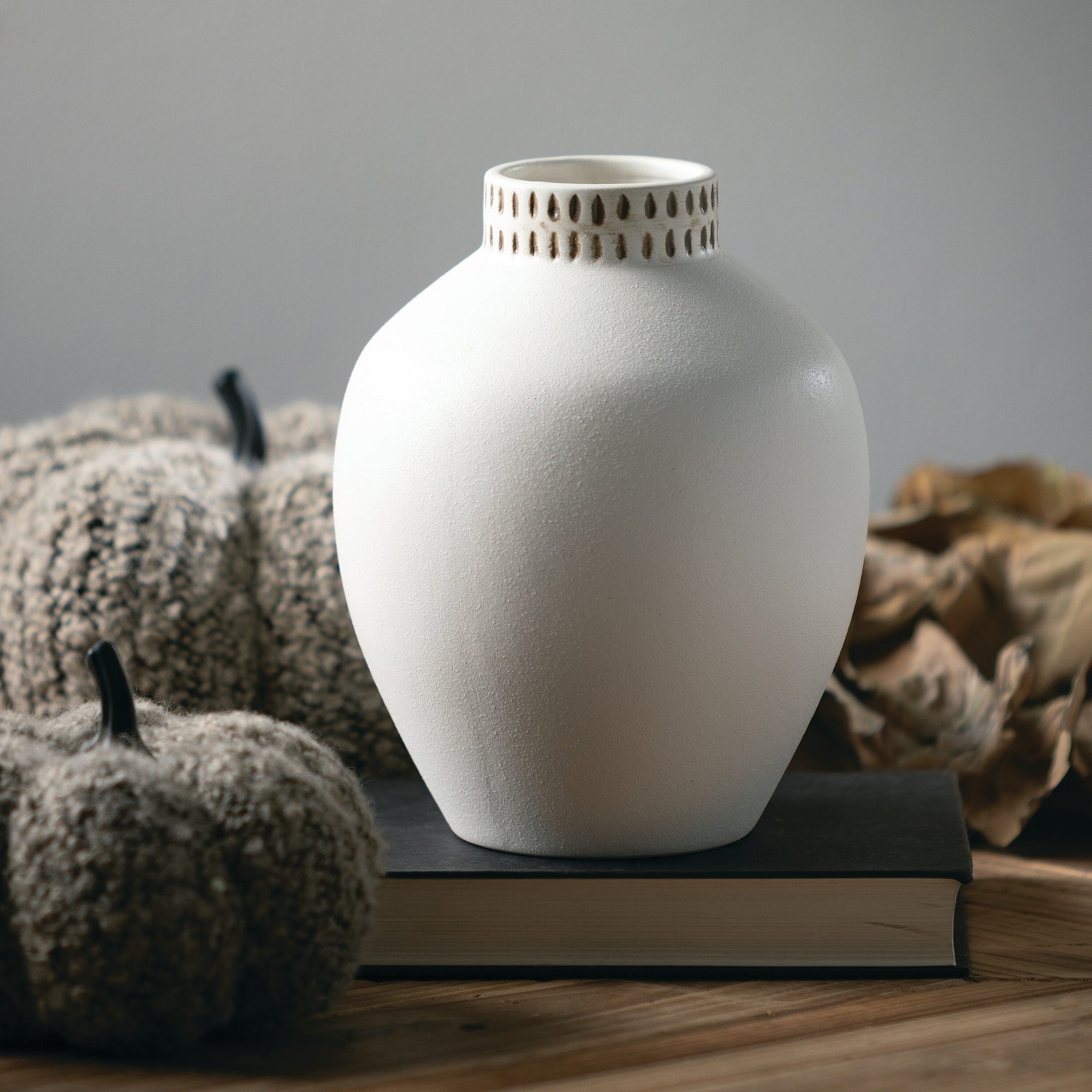 White Ceramic Modern Vase - Cloth + Cabin