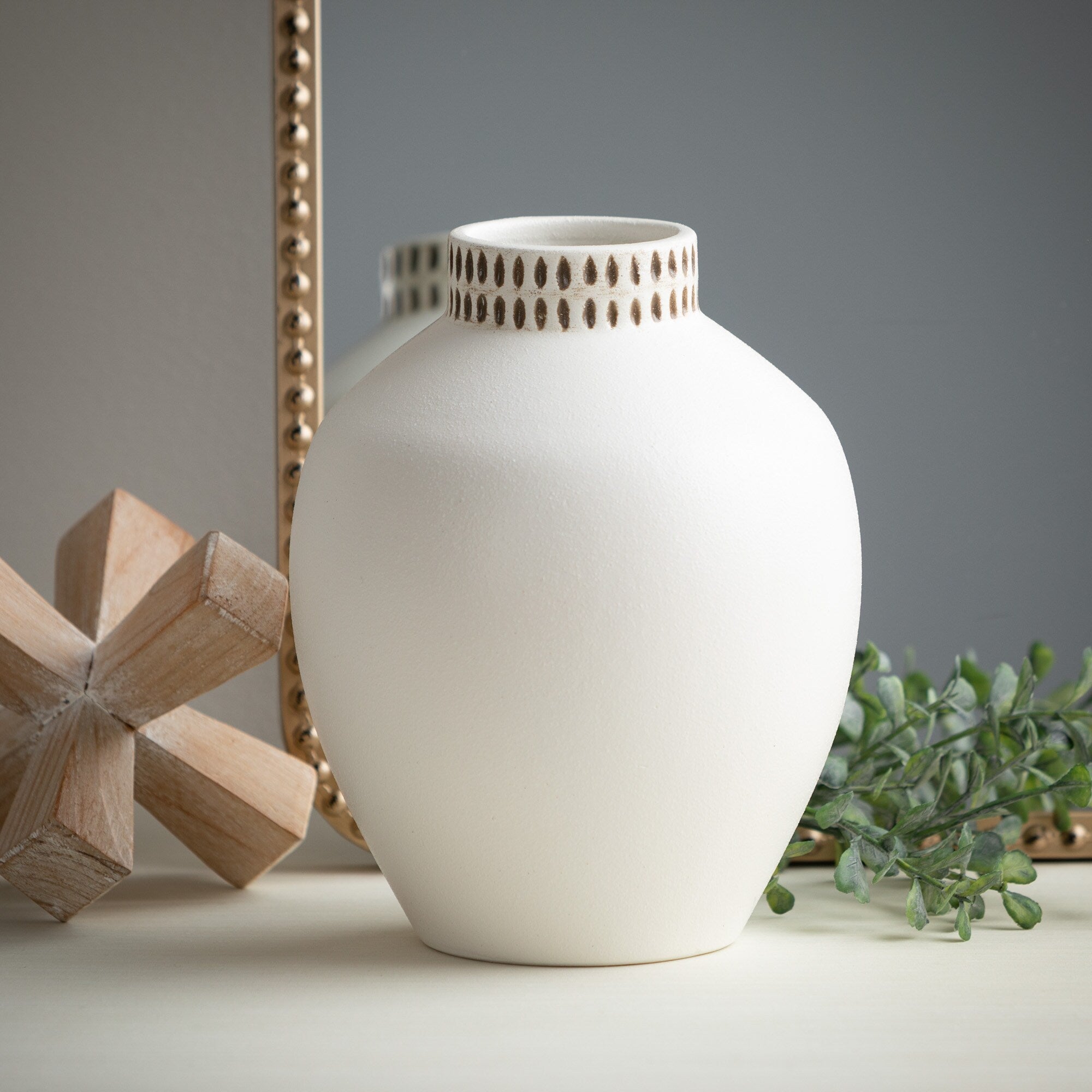 White Ceramic Modern Vase - Cloth + Cabin