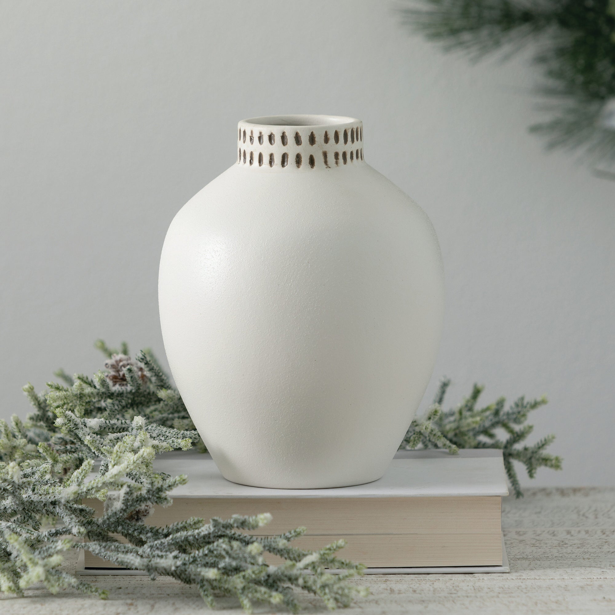 White Ceramic Modern Vase - Cloth + Cabin
