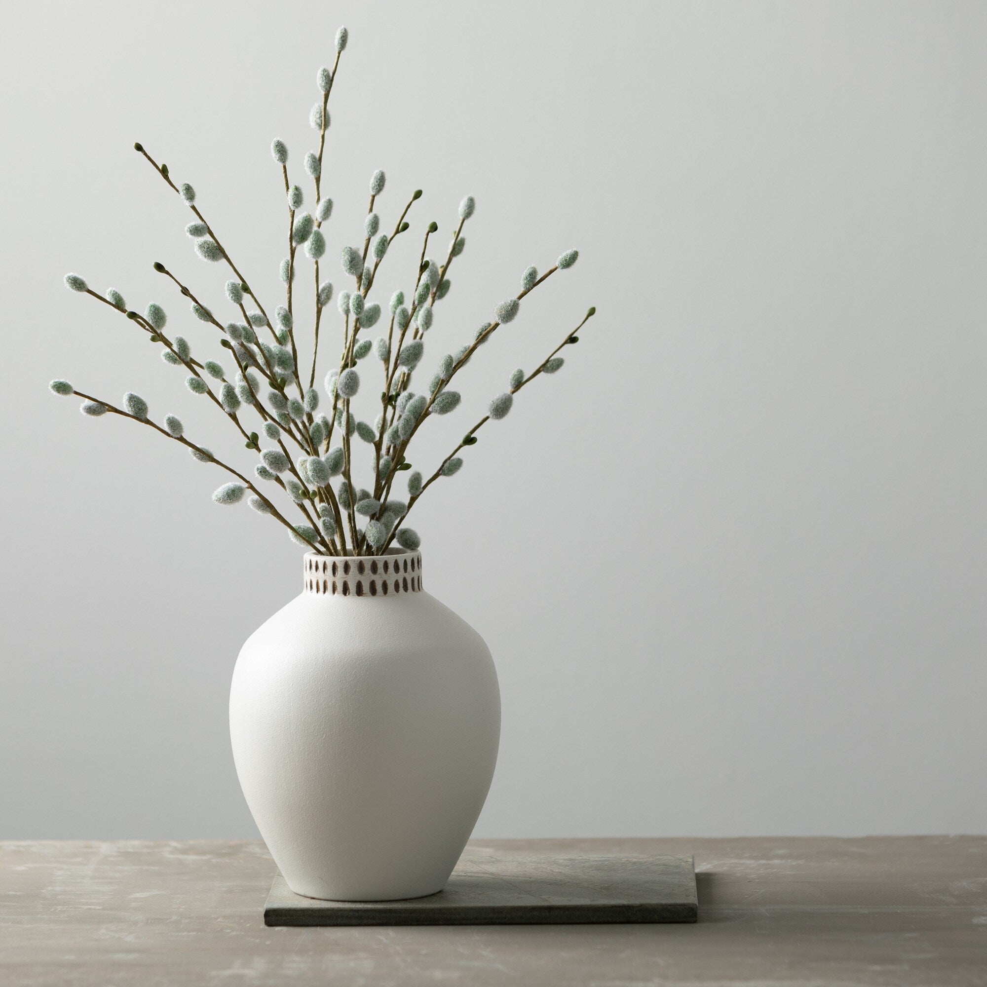 White Ceramic Modern Vase - Cloth + Cabin