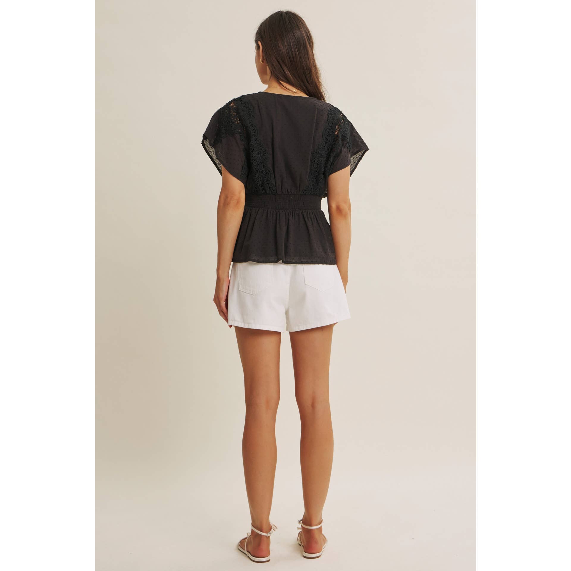 Zoie Swiss Dot Lace Peplum Blouse