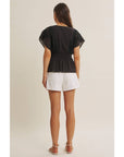 Zoie Swiss Dot Lace Peplum Blouse