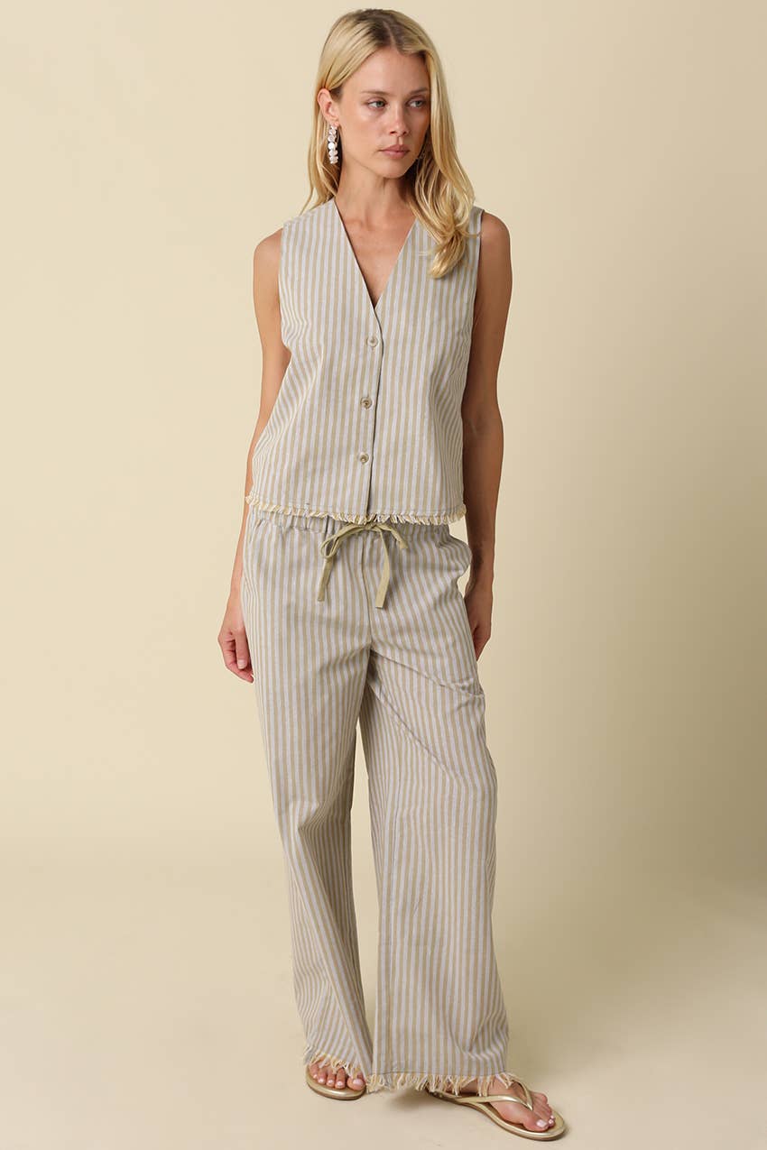 Ruth Stripe Button-Down Sleeveless Top