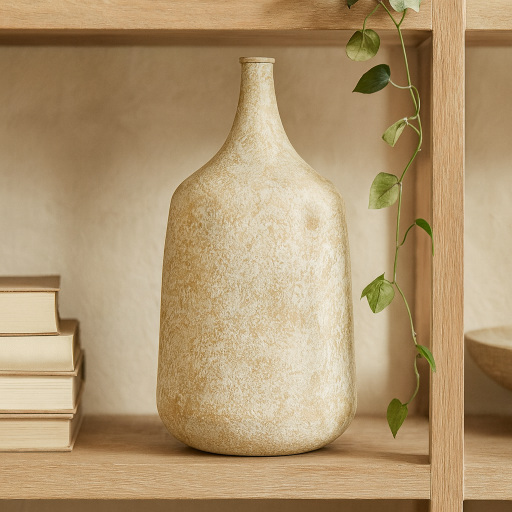 Rustic Beige Metal Vase