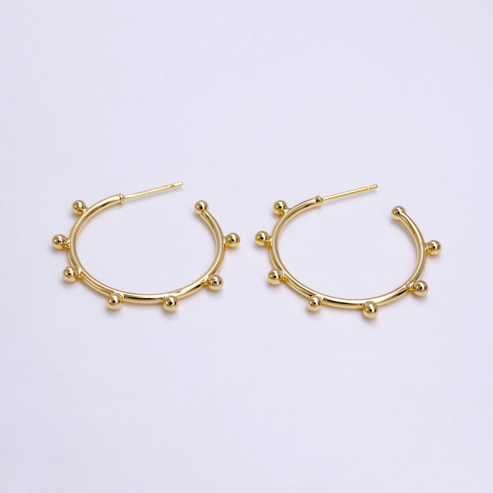 25mm Dotted Outline C-Shaped Hoop Earrings