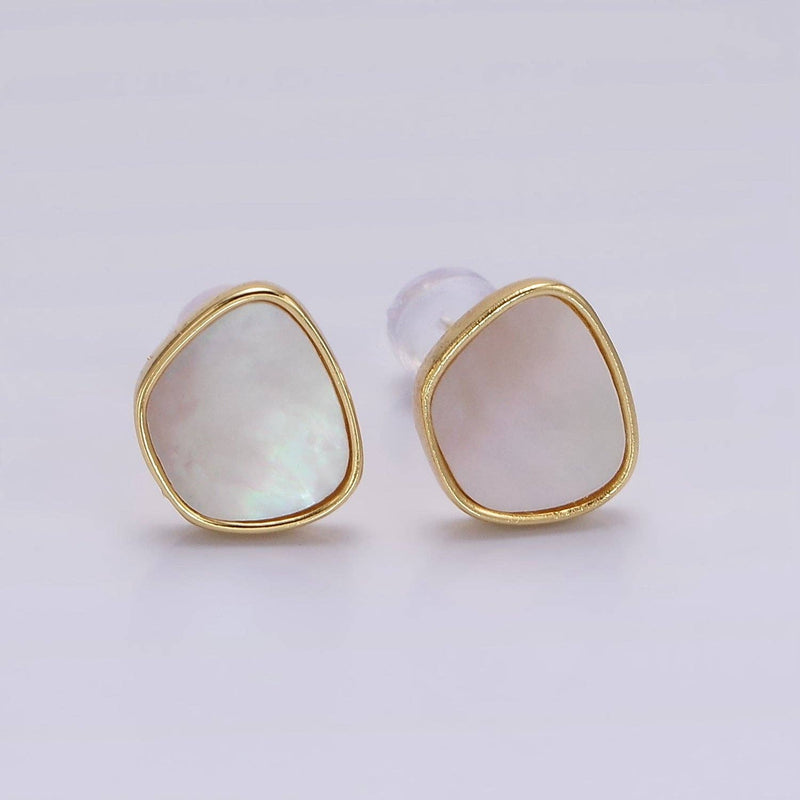 Shell Pearl Bezel Earrings