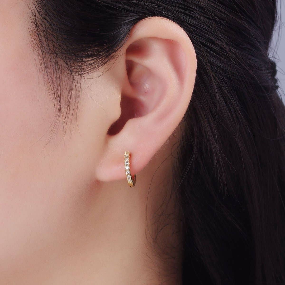 15mm Micro Paved Huggie Earrings