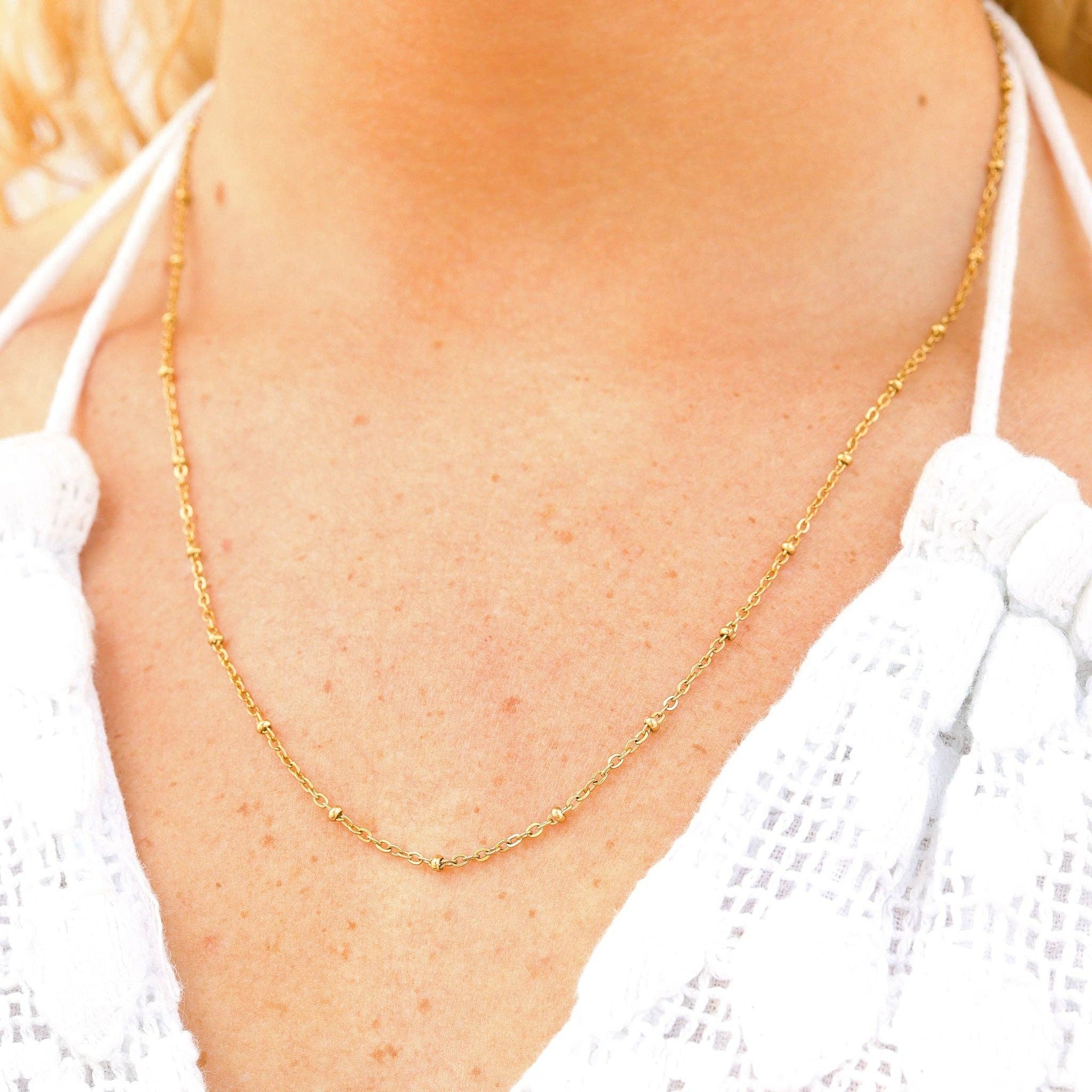 Stainless Steel Satellite Chain Necklace - Gold - Cloth + Cabin