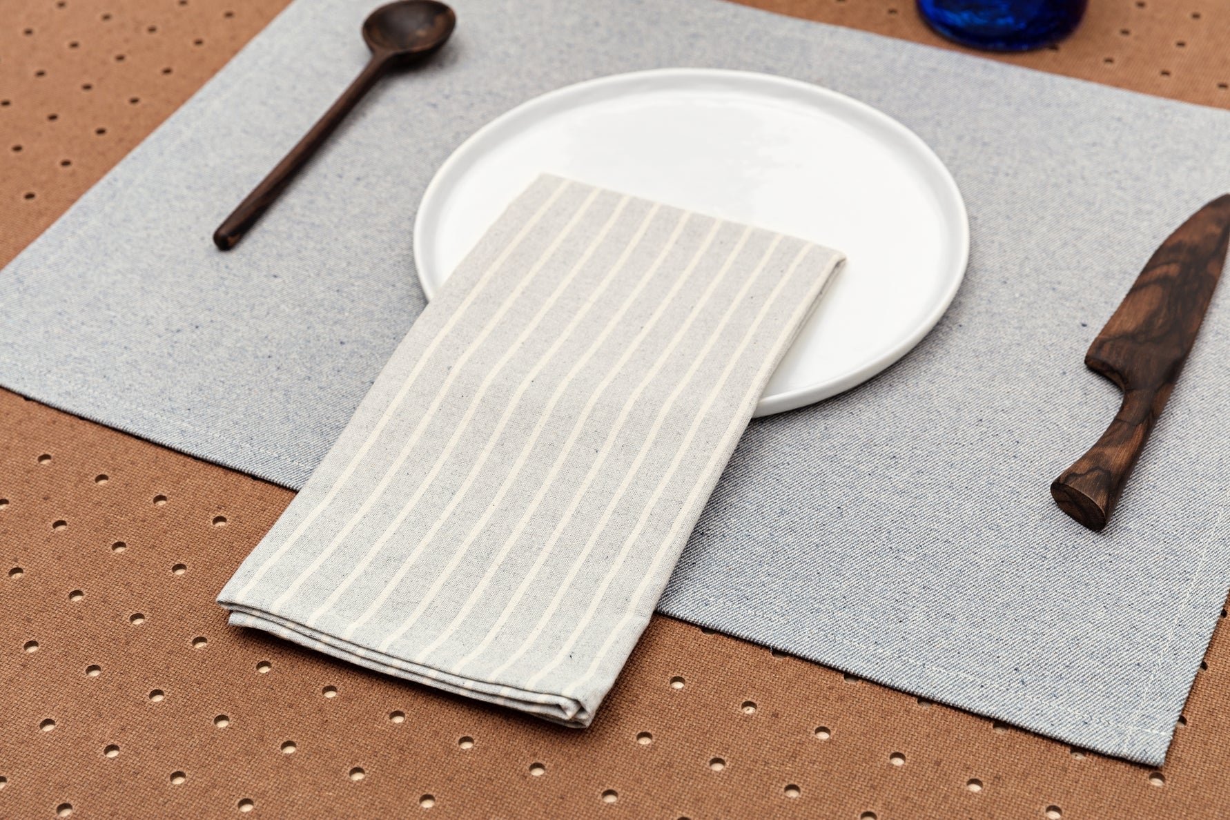 Grey Striped Cotton Napkins / Set of 4 - Cloth + Cabin