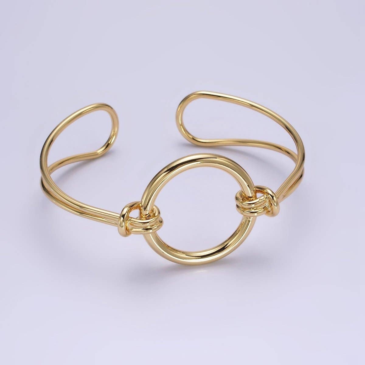 14K Gold Filled Round Circle Rope Tied Minimalist Cuff Bangle Bracelet