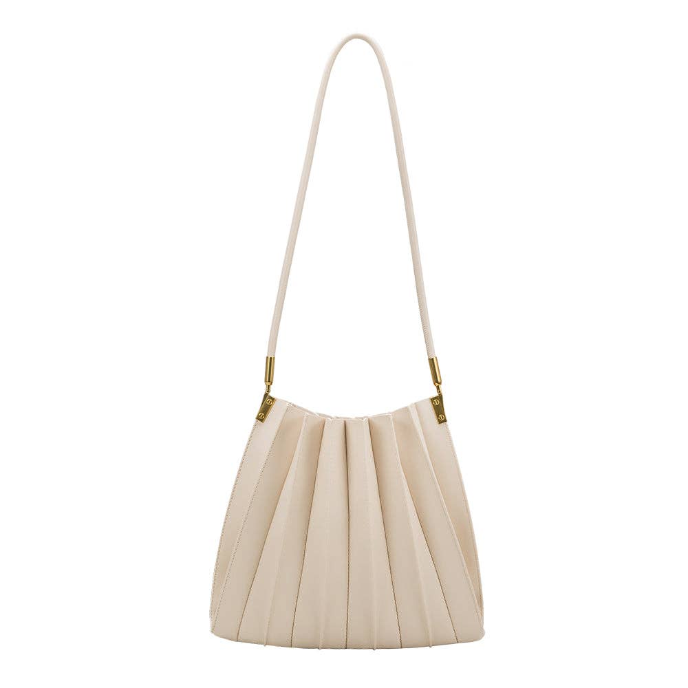 Carrie Ivory Pleated Vegan Shoulder Bag - Cloth + Cabin