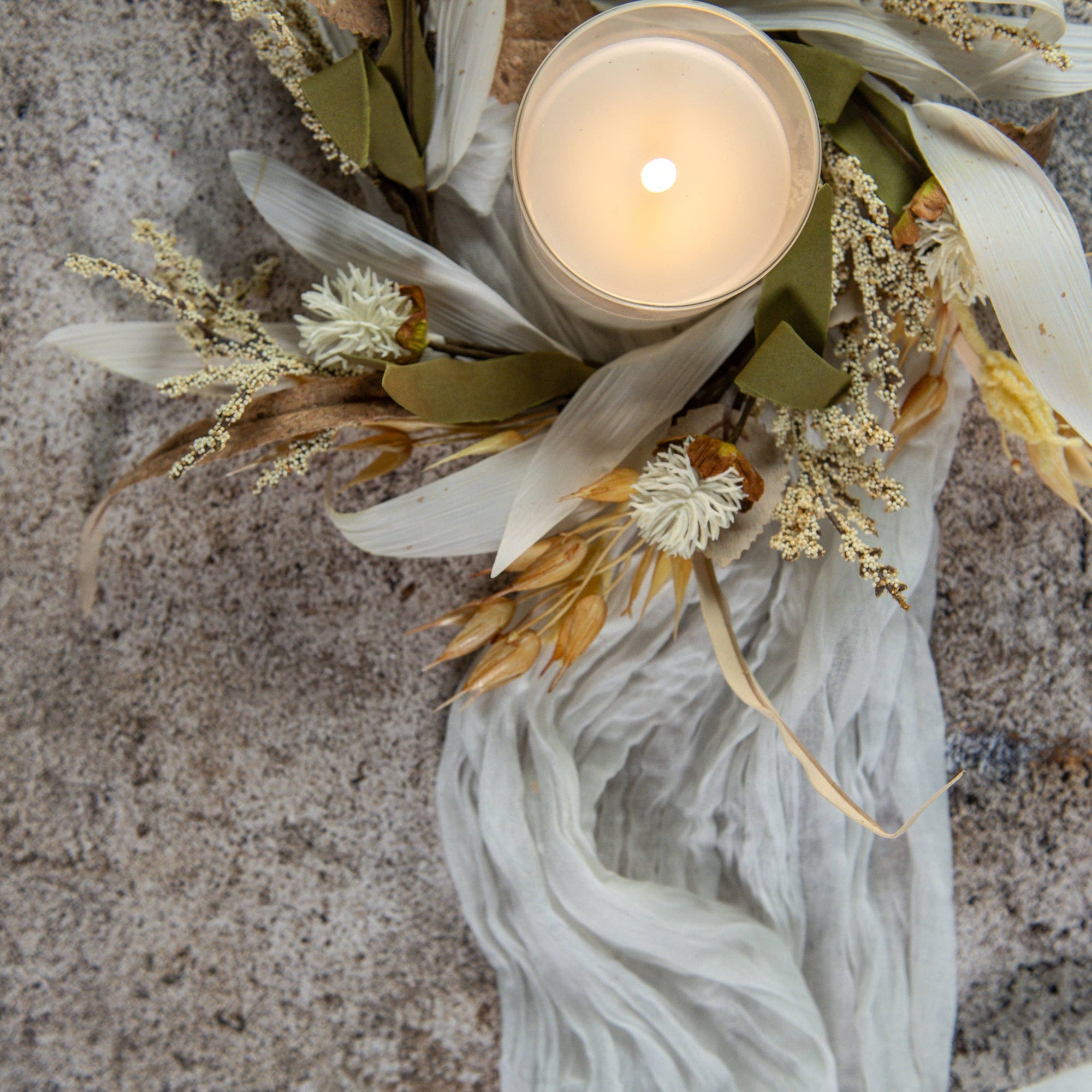 12" Cream Heather &amp; Wheat Candle Ring