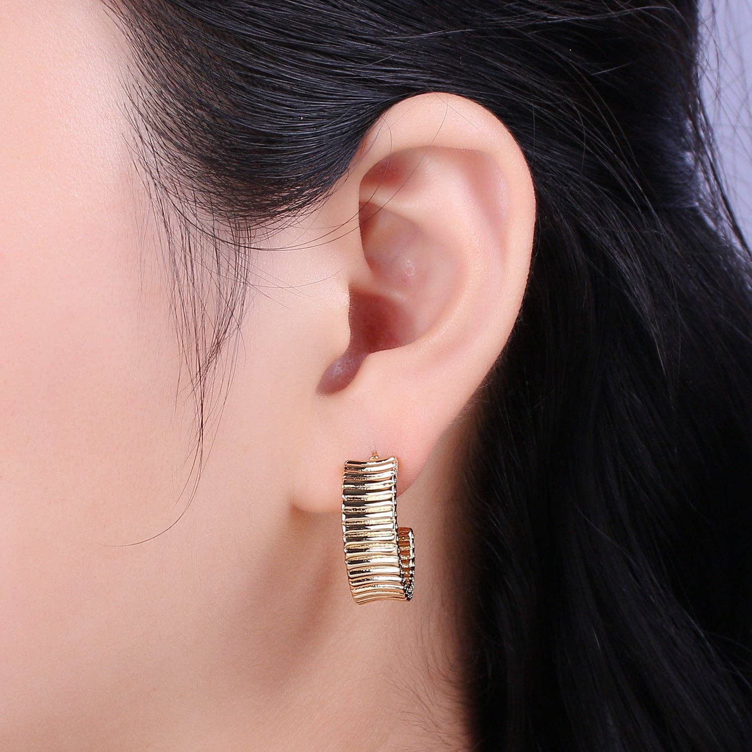 Chunky Striped Hoop Earrings - Cloth + Cabin