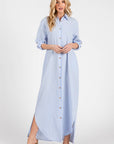 Striped Button Down Shirt Maxi Dress