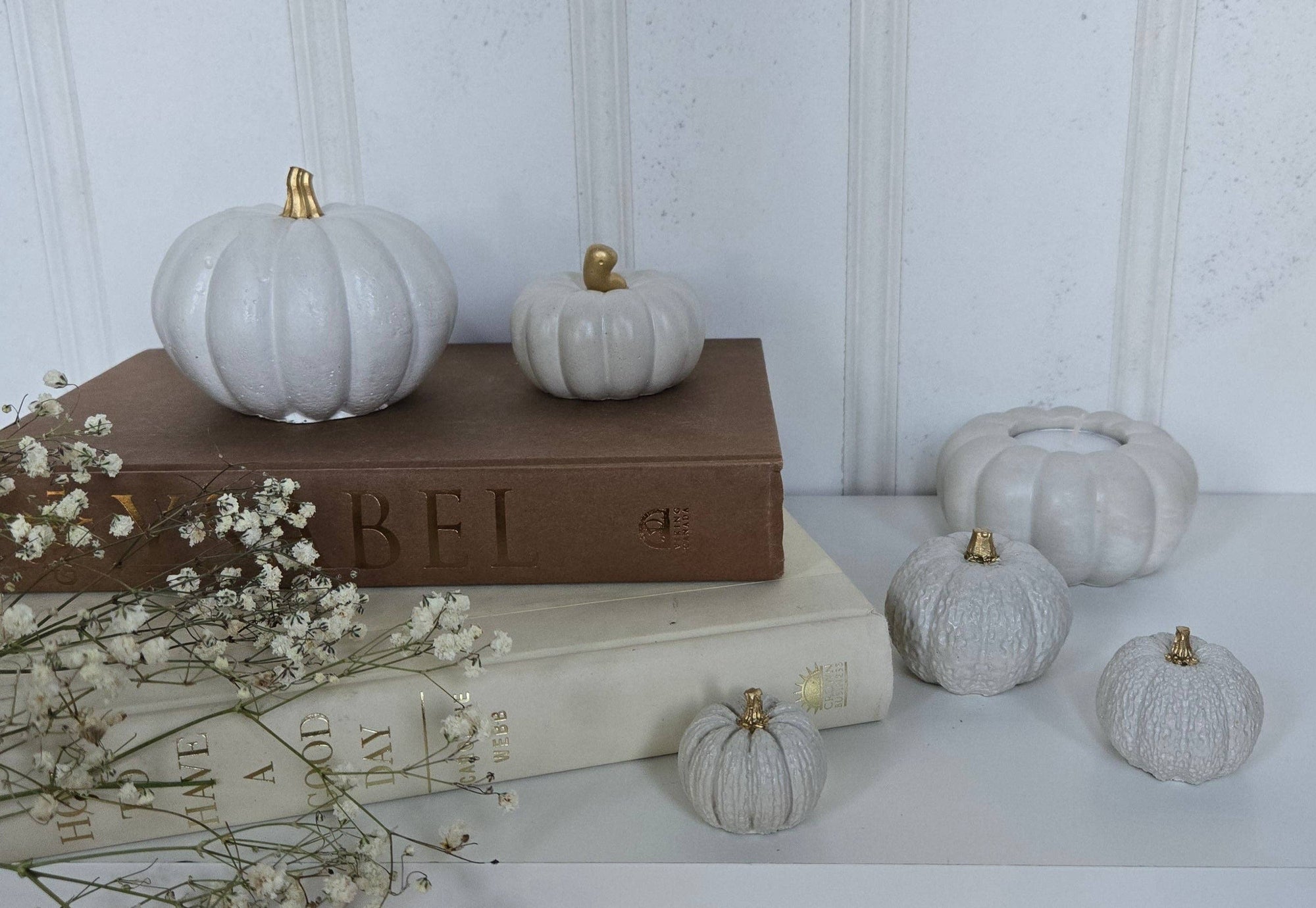Concrete Pumpkins /  White - Cloth + Cabin