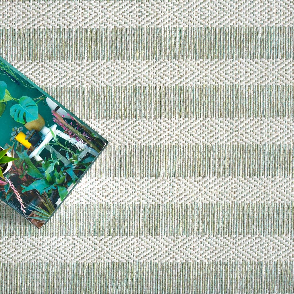 3x5 Ocean Striped Green Cream Indoor/Outdoor Area Rug