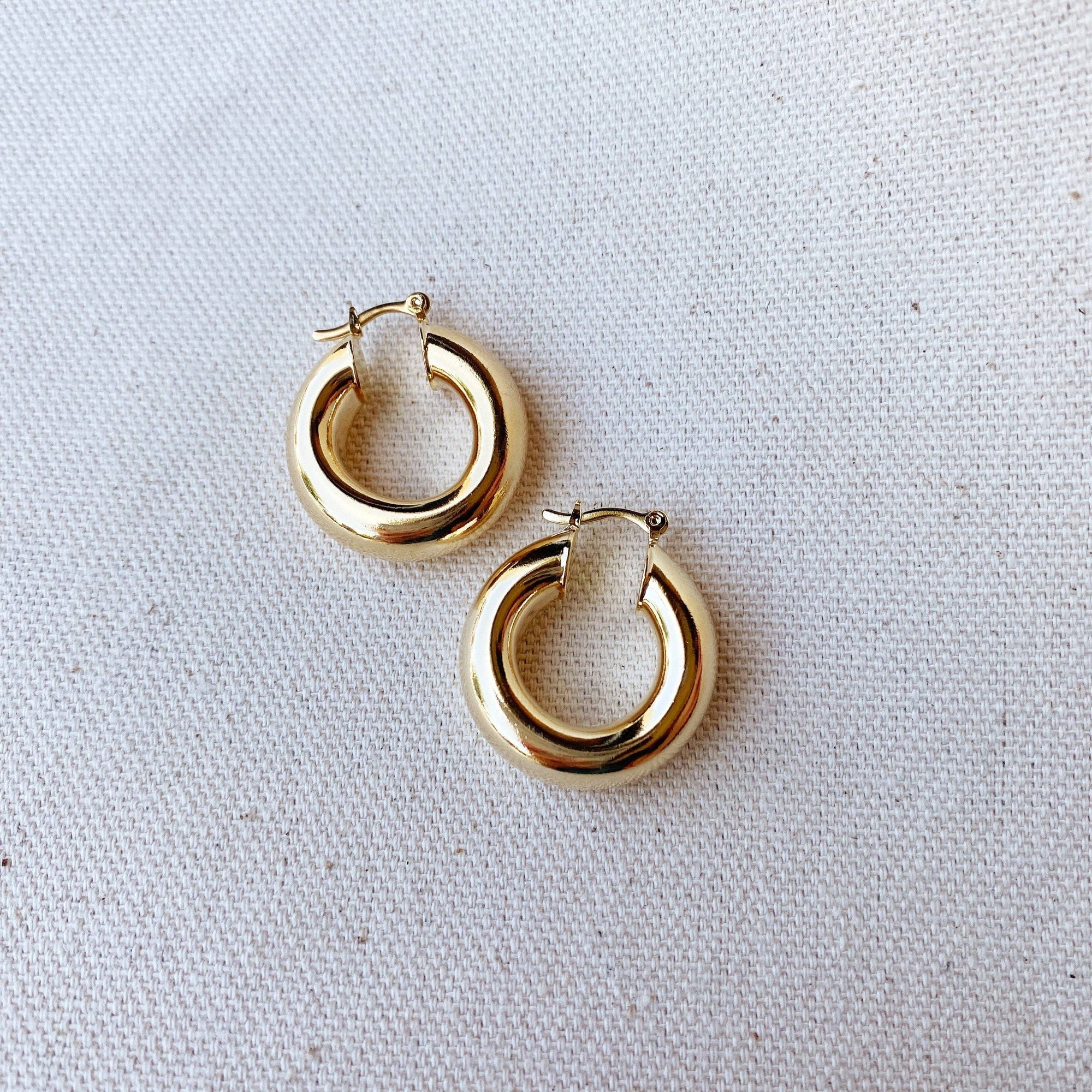 18k Gold Filled Thick Small Hoop Earrings - Cloth + Cabin
