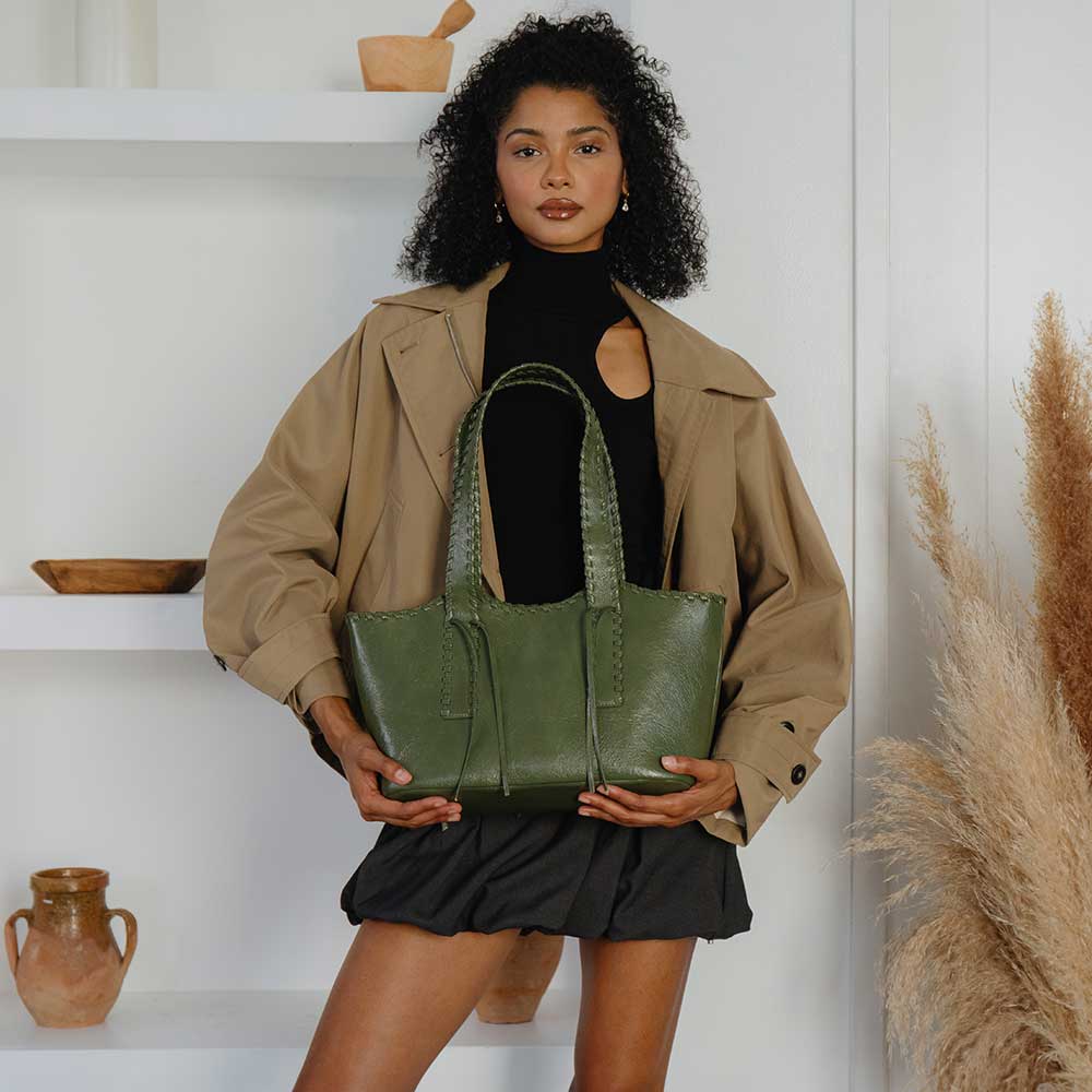 Phoebe Olive Recycled Vegan Shoulder Bag - Cloth + Cabin