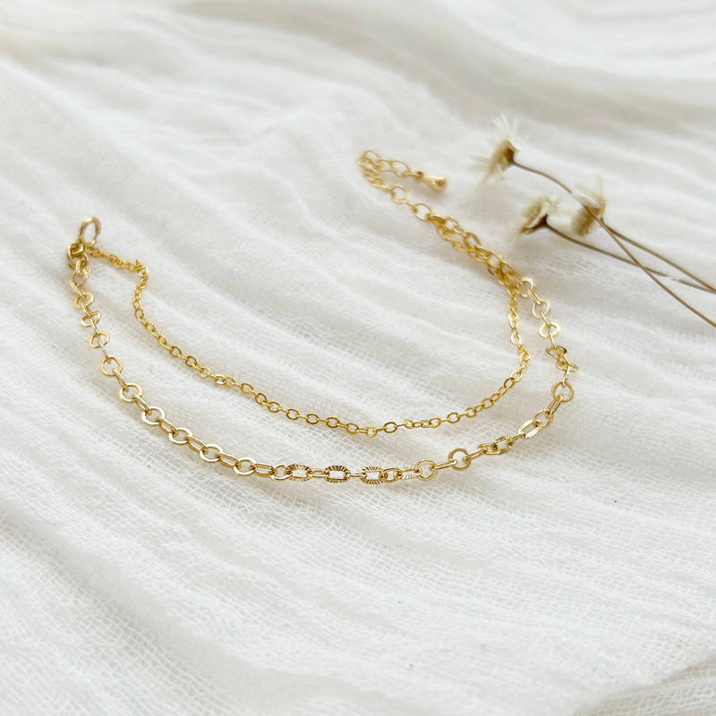 Dainty Double Chain Gold Bracelet